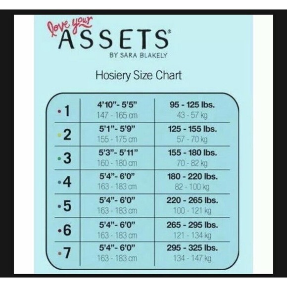 spanx hosiery size chart